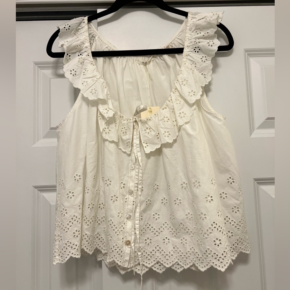 Doen White Eyelet Tank Top New with Tags